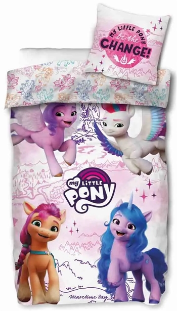 Se Junior sengetøj - My little pony - 100x140 cm - A new generation - 2 i 1 design - 100% bomuld hos Dynezonen.dk